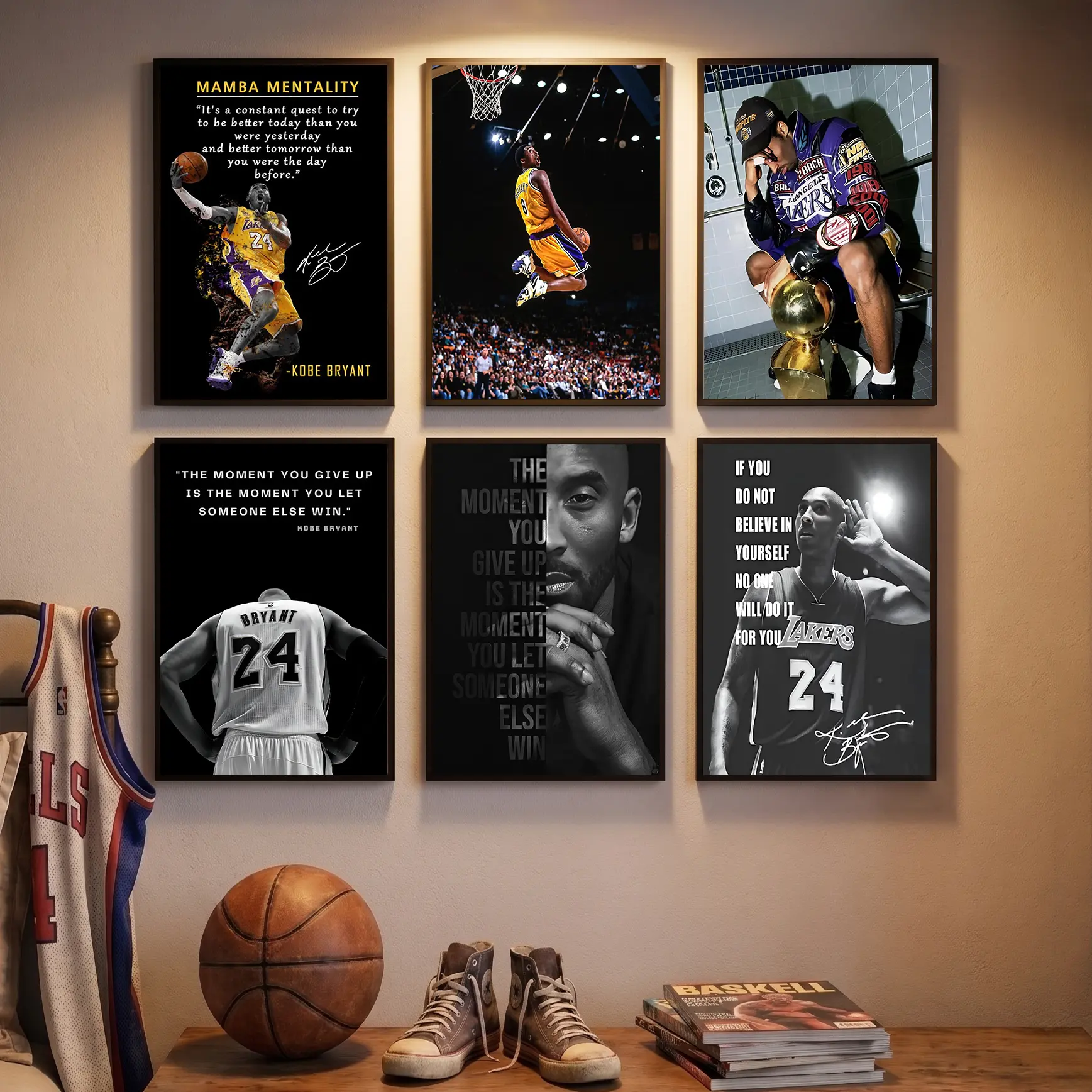 Kobe Bryant Poster Canvas Print Wall Decor, Lakers No. 8, Motivational Quote Wall Decor Poster, Basketball Player Sports Decor For Home, Office, Gym, Dorm, Bedroom
