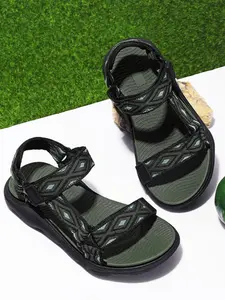 Boho Pattern Sport Sandals for Men, Lightweight Casual Summer Shoes, Textile Upper, Eva Sole, Colorblock Design, Less Than Ankle Height, Summer Outdoor Sandals