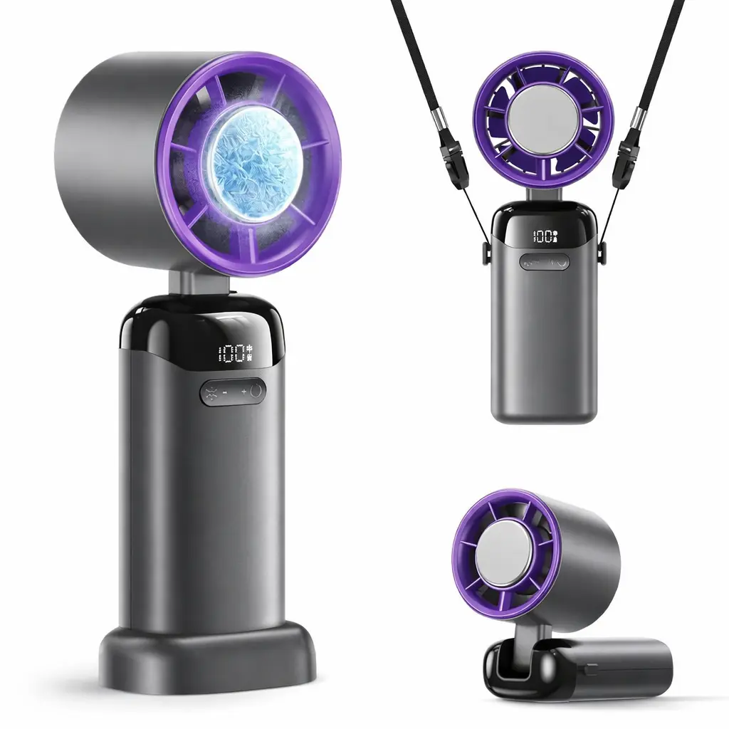 【2026 NEW】Portable Refrigeration Handheld Turbo Fan, 199 Adjustable Wind Speeds, Strong Turbo Airflow Portable Fan, Foldable Handheld Mini Fan for Travel, Outdoor & Daily Summer Use