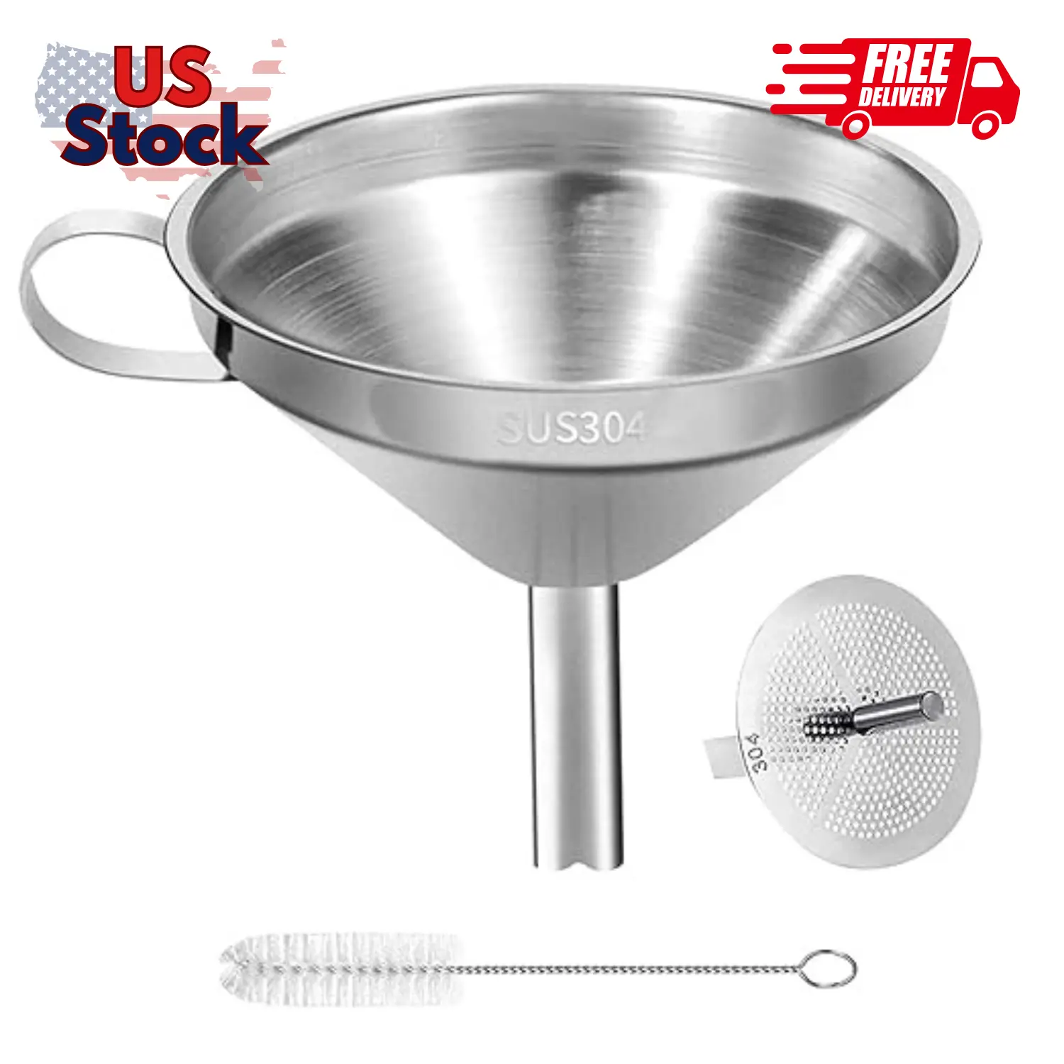Stainless Steel Kitchen Funnel, 4.3-Inch