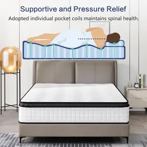 12 Inch Hybrid Mattress – Medium Firm, Memory Foam & Responsive Pocket Springs, Enhanced Edge Support, Motion, Customized