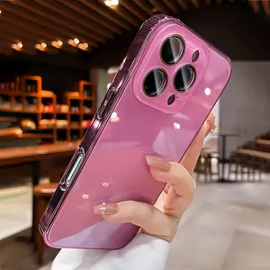 Ice-Cool Glass Phone Case for iPhone 17/16/15/14/13/12/11 Pro Max, Full-Body Protective Shockproof Silicone Cover with Lens Protection, Simple Pure-Color Design for Men and Women