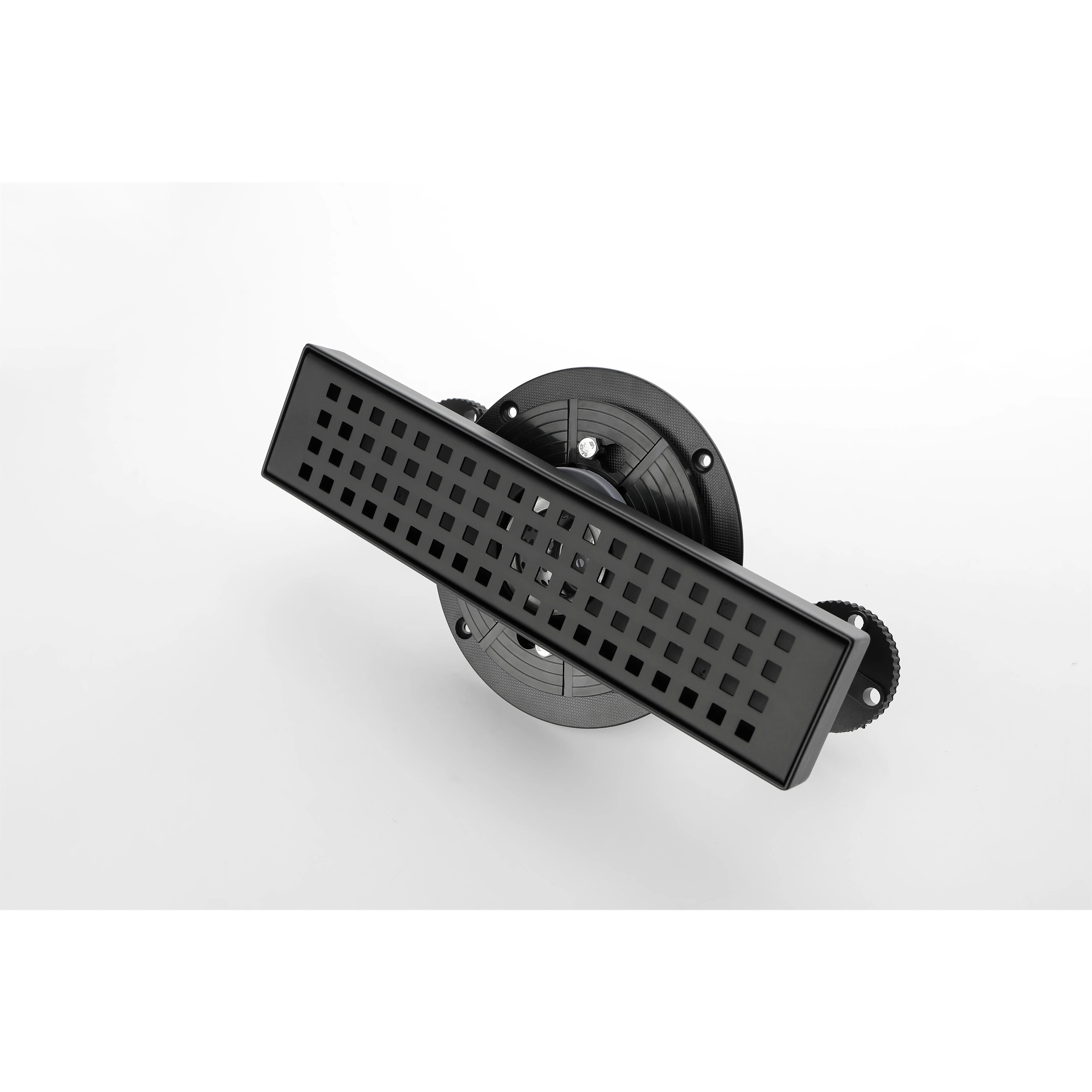 12 Inch Linear Shower Drain with Removable Quadrato Pattern Grate, 304 Stainless Steel Bathroom Floor Drain with Hair Strainer and Leveling Feet, Flange, Brushed Nickel Finish, for Walk-in Shower, Wet Room, Tile Floor, Bathroom Shower Door