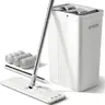 JOYMOOP Sturdy Flat Head Floor Cleaner Mop with Spin Bucket System, Adjustable Extendable Long Handle for Floor Cleaning, Hands-Free Squeezeout Wringer, Reusable Washable Microfiber Pads