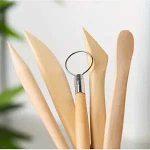 Wooden Clay Tool Set for Kids Handmade Sculpture Art Kit, Student DIY Modeling Tools, Five-Piece Ceramic Craft Supplies