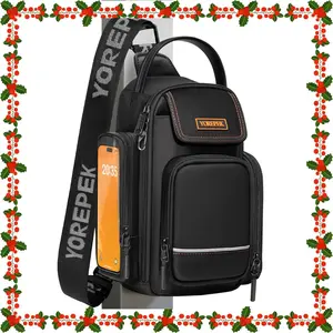 YOREPEK Magnetic Gym Bag for Men & Women, Water-Resistant Adjustable Sling Bag with Insulated Bottle Carrier, Touchscreen Phone Pouch & AirTag Pocket
