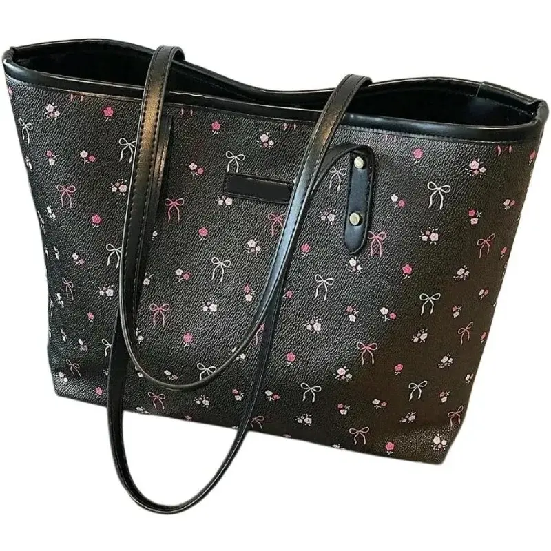 Women Fashionable Underarm Bag Large Capacity Retro Shoulder Purse Black