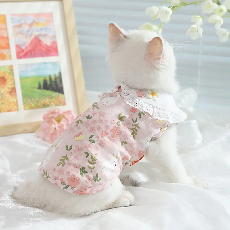 Cat Sleeveless Summer Thin Vest - Anti-Hair-Shedding, Breathable Pet Clothing for Ragdoll, British Shorthair Cats & Young Kittens