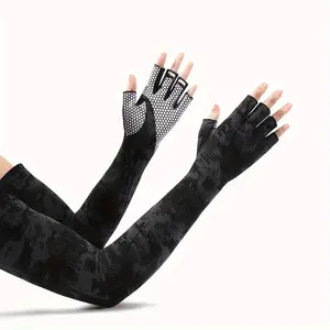 Summer Cooling Half-Finger Arm Sleeves for Men, Sunshade Thin Arm Covers, Ice Silky Fiber Fabric, Outdoor Sunshade Cooling Gloves for Women