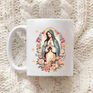 Our Lady of Guadalupe Mug, The Virgin Mary, Floral, Church, Faith Double Side Printed Coffee Mug