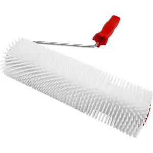 12-Inch Polyester Spiked Roller with Threaded Handle & Frame, Universal-Fit Bubble Removal Tool for Epoxy Floors, Latex Self-Leveling Screed Compound