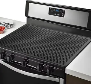 Extra Large Silicone Stove Top Cover Mat, 1 Count ModernHeat Resistant Glass Steel Cooktop Protector-28x20 Inch,Fits GlassCooktops Multi-Use as Oven Cover & Drying Mat -Black Coasters Tableware