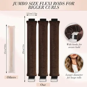 3 Pack Heatless Curls No Heat Curling Rod with Silk Scarf, Velvet Hair Curlers to Sleep in Curls with Hook  Rods Headband with Silk Scarf Curl Styling Kit for Long Medium Hair