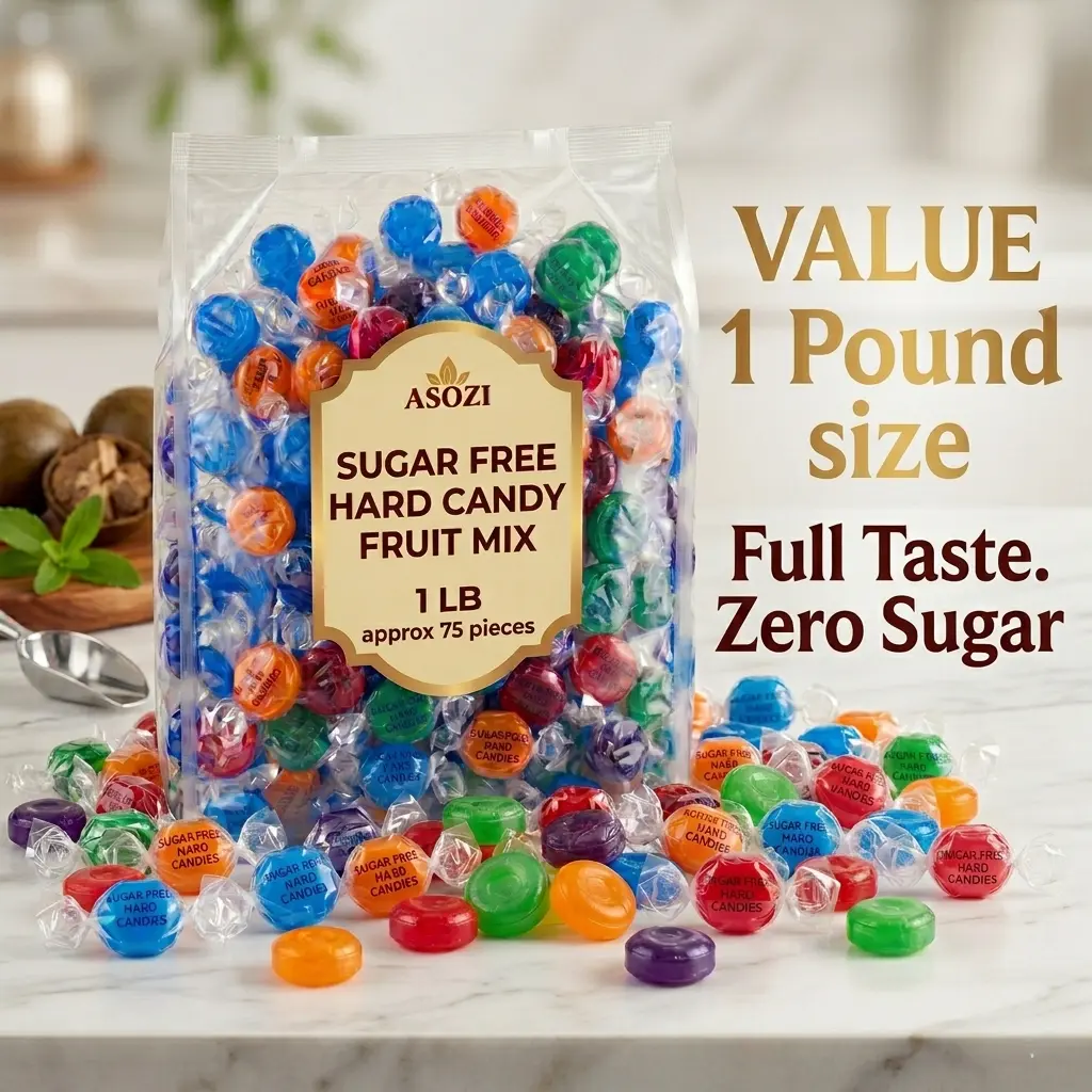 ASOZI 1LB Individually Wrapped Fruit Mix Hard Candy - Low-Sugar Diet Snack, Diabetic-Friendly candies - Ideal for Goodie Bags by ASOZI
