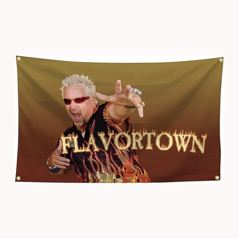 Guy Fieri Flavortown Flag, 3x5 Feet Durable Fun Poster Wall Banner with Brass Grommets, Tapestry Wall Hanging, Versatile Use, Perfect for Home Bedroom Decor, Dorm Room Decor, Living Room Wall Decor, Outdoor Parties & More!