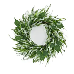 20 Inch Lavender Wreath for Front Door, Artificial Greenery Wreath for Outdoor Porch & Window Decor, All Season Farmhouse Wall Hanging for Spring Summer Fall Holiday Home Decor