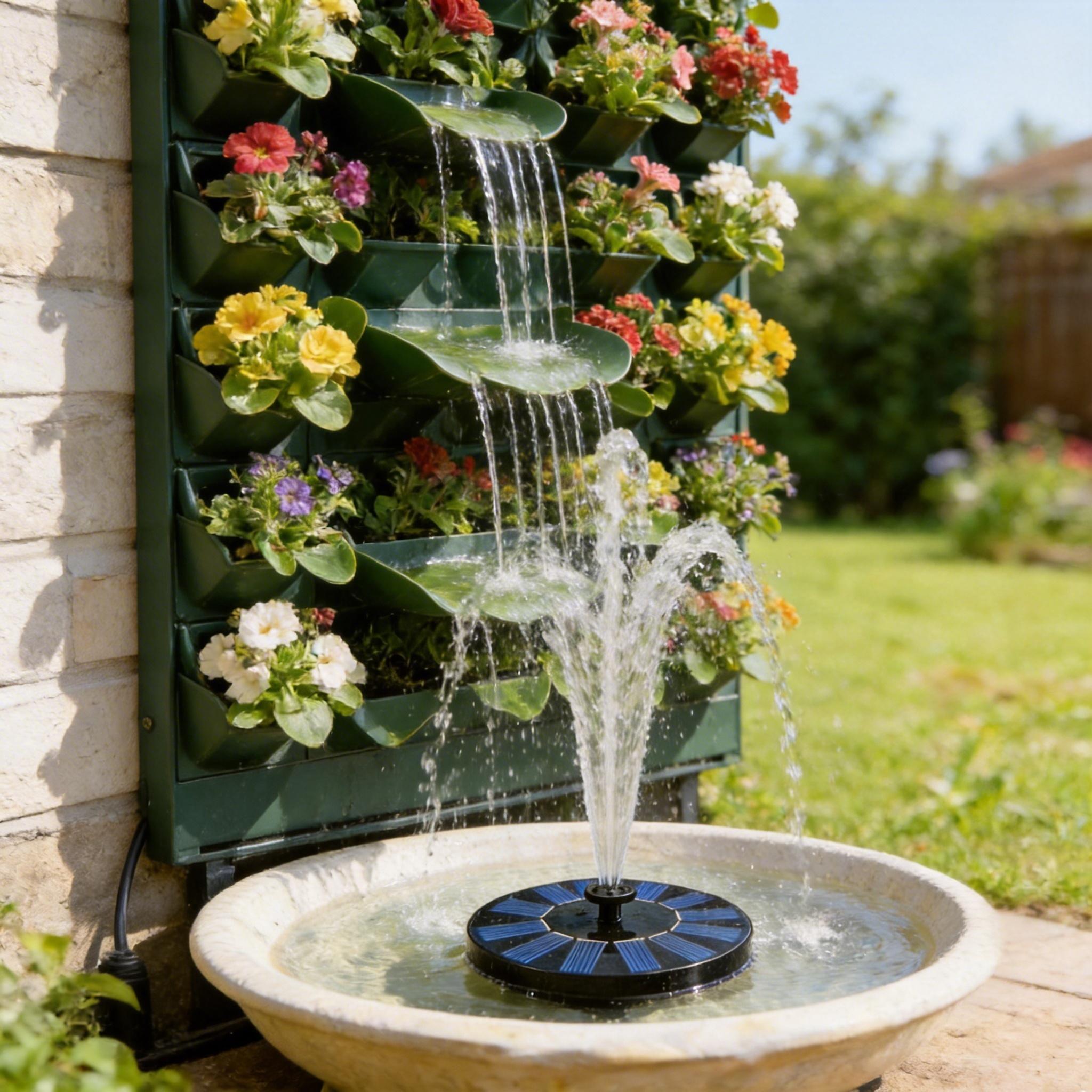 6.3 inches Solar Bird Bath Fountain with 6 Nozzles, Solar Fountain Pump for Bird Bath, Solar Powered Floating Water Fountain Pump for Bird Bath, Ponds, Garden, Fish Tank and Outdoor 16cm