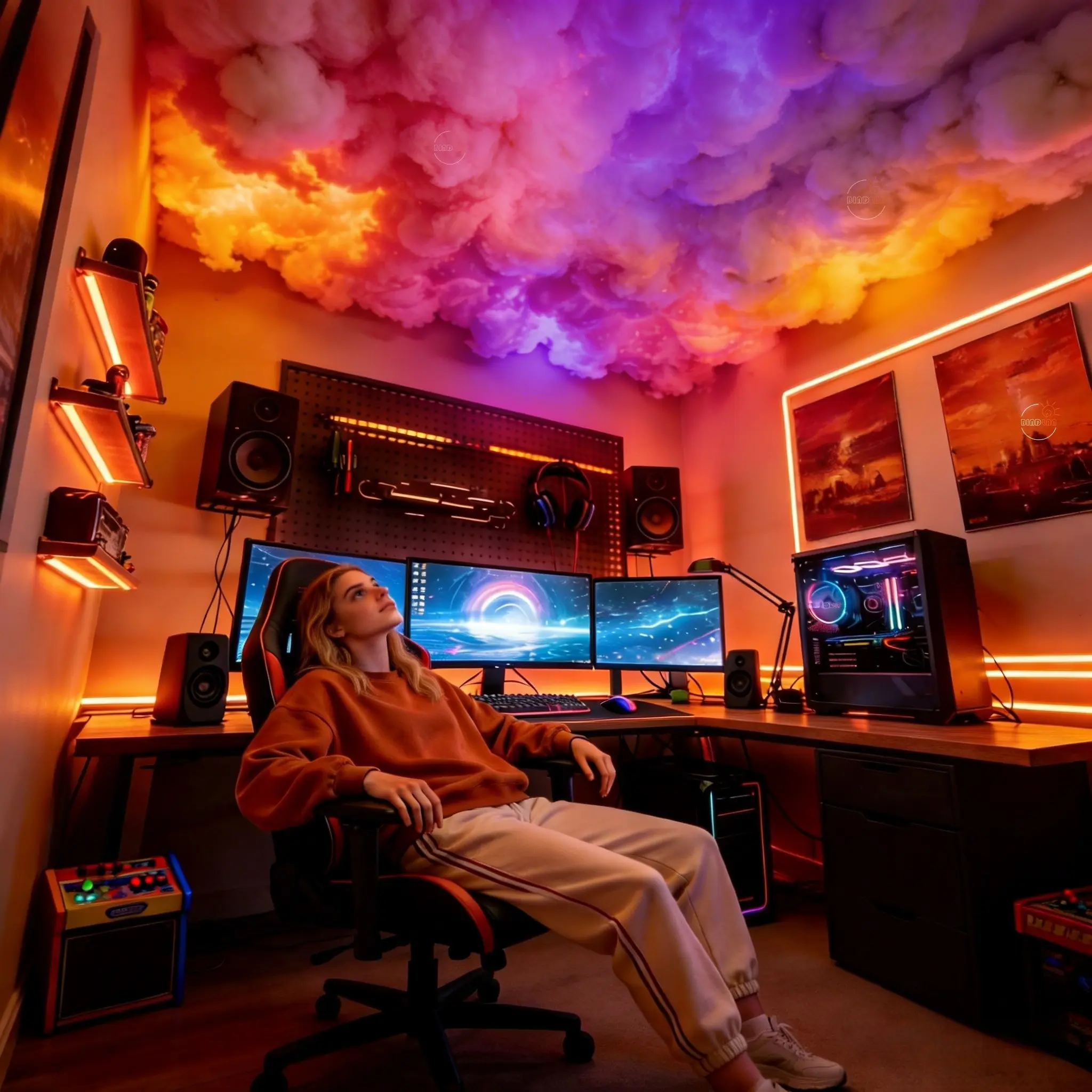 DIY RGB Fantasy Thundercloud Light, Cool Ceiling Lighting, Led Atmosphere Lamp, E-Sports Game Room Ambiance, Music Sync, Color Changing, USB Powered, Romantic Bedroom Decor, Immersive Ambient Lights, Interior Rgb Lighting, Led Decoration