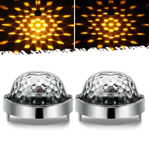 Partsam 2Pcs Low Profile Glass Lens Watermelon Lights Amber LED Turn Signal Marker Light for Semi-Truck, Trucks, Pickup, Off-road,Aluminum Alloy Base