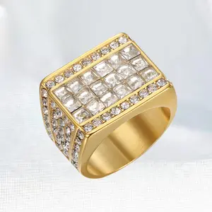 Smooth Stainless Steel Couple Rings with Shining Cubic Zirconia, Romantic Light Luxury Jewelry for Men & Women, Ideal Date Gift