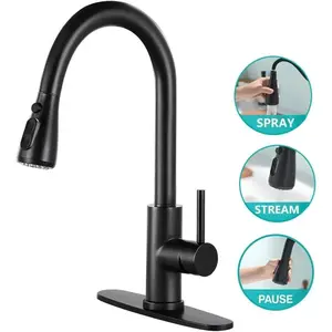 PHANCIR NEW Kitchen Faucet with Pull Down Sprayer, High Arc Single Handle, Brushed Nickel, Brushed Go Home ld Finish  Modern Durable Steel