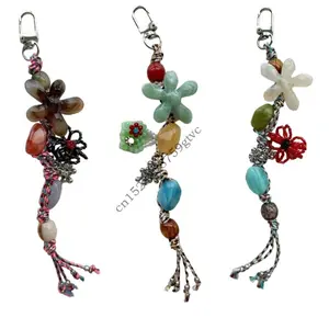 D0UF Artistic Beaded Charm Keychain User Friendly Phone Lanyard Strap Versatile Jewelry Gift Accessory for Women Lady