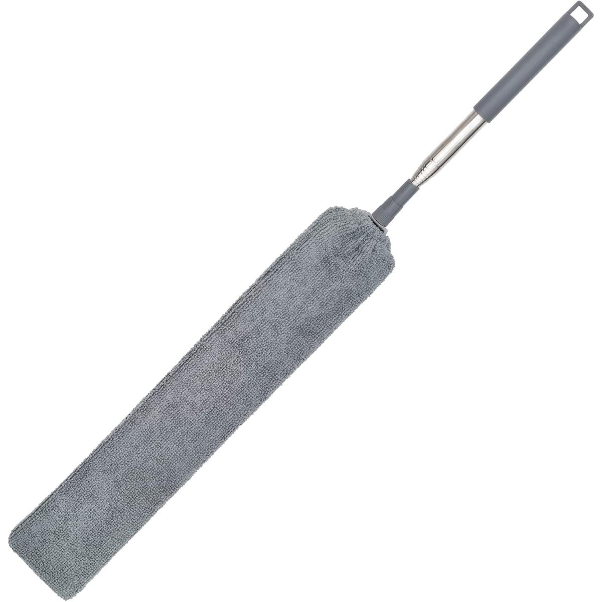 Under Appliance Gap Duster with Extendable Pole, Microfiber Flat Cleaner for Hard to Reach Areas Cleaning Tool