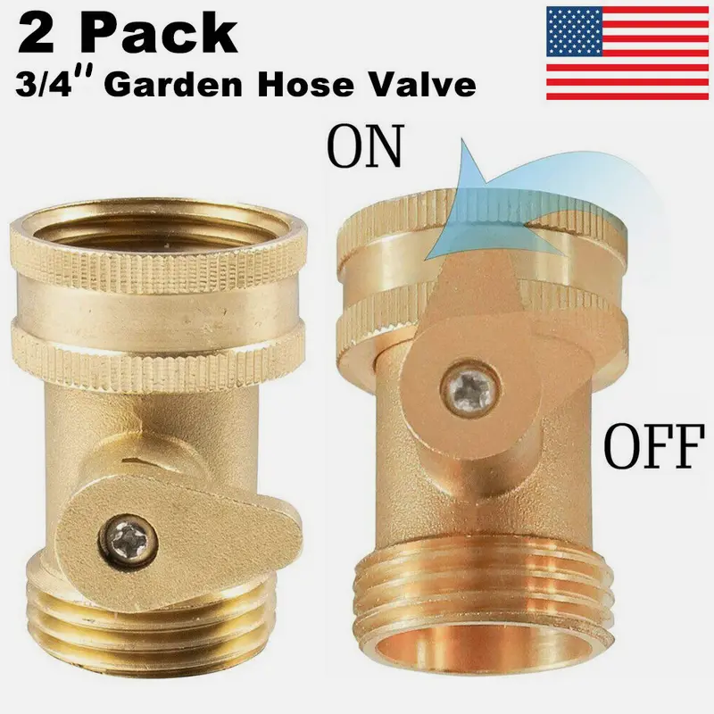 SJPACK 2PCS 3/4" Brass Quick Connector Valves, Garden Hose Adapter, Water Shut Off Faucet Connector, Hose Attachment Watering Equipment for US Water Pipes, Garden Hose Quick Connect Fittings, Leakproof