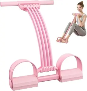 3-in-1 Multifunction Pedal Resistance Band for Home Gym Workouts Pink Color