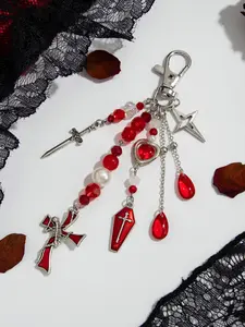 Fashion Punk Gothic Cross Sword Keychain, Halloween Theme Party Gift, Dark Style Bag Charm, Perfect for Friends and Couples, Limited Edition Accessory, Cool Keychains