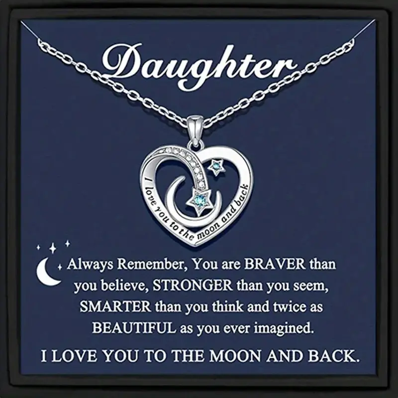Necklace Gifts for My Daughter, Perfect for Birthdays, Christmas, And Valentine'S Day, Expressing My Love to The Moon And Back