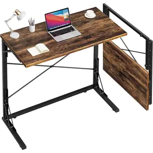 31.5" Folding Desk, Foldable TV Tray Table for Eating  Couch,  TV Dinner Trays, Portable Fold  Writing Desk Table for  Office, Rustic Brown