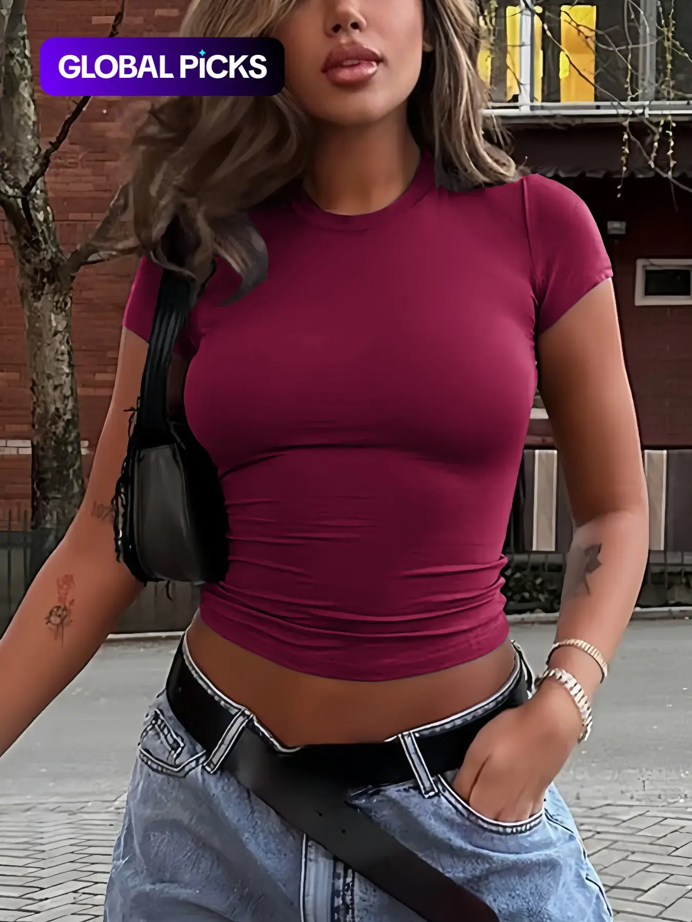 Women's Basic Plain Round Neck Crop Tee, Casual Crew Neck Short Sleeve T-shirt, Lady's Top for Summer Daily Wear, Casual Minimalist Style Trendy Tee, Casual Stylish Tee, Casual Tops