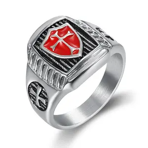 Templar Knights ring, titanium steel AG shield cross men's ring. Men's hip-hop heavy metal style, suitable for daily wear. Ideal as a gift for lovers, couples, or fathers. Perfect for Valentine's Day, Christmas, Father's Day, and Easter.X277