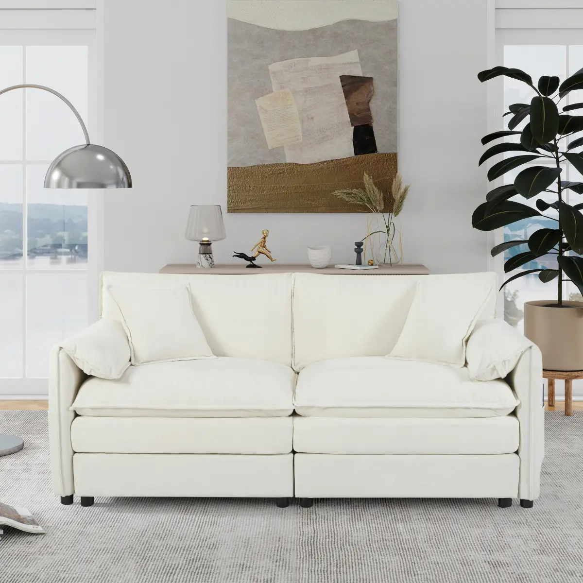 76 Inch Loveseat Sofa Comfy Couch for Bedroom, Living Room, Office, Apartment | 2 Seater Sofa Couch Deep Seat with Double Layer Upholstered Cushion, Removable Cover, Chenille Fabric
