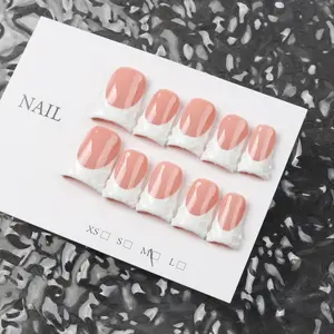 10 pcs Y2K style duckbill French Nail Art manicure stickers, featuring a simple white French 3D sculpted design, handmade, suitable for girls to wear daily or as a holiday gift, Press on nails, Nail Art Sheet