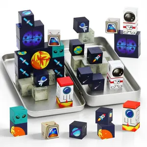 35pcs Portable Box Space Rocket Magnetic Creative Building Blocks Set, Rocket Model Kit, Stem Construction Set Montessori Stacking Block Game Toy Gift for Kids, Sensory Play, Building Block Sets