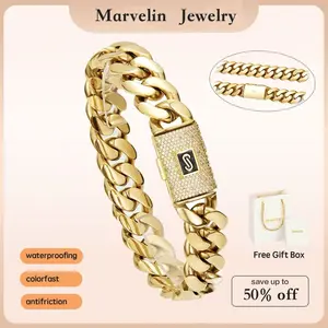 14K gold-plated Cuban Miami style bracelet, electroplated with waterproof and rust-proof technology. The best gift for your family, suitable for leisure, business,entertainment and other occasions. 14mm, 7.5/8.5inch available.The Best Valtentine's Day gif
