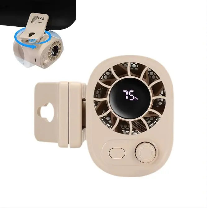 Portable USB Rechargeable Car Clip-On Fan - 100-Speed Stepless, 360-Degree Rotation, Silent Operation, Backseat Ventilation, Summer Camping & Hiking Essential Auto Cooling Fan