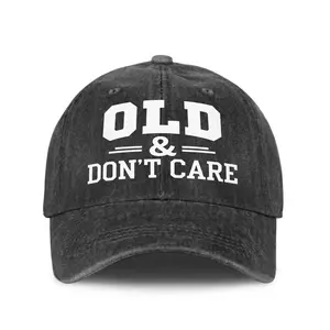 Vintage Distressed Old & Don’t Care Cap, Adjustable Retro Unisex Print Hat, Old & Don’t Care Classic Dad Hat