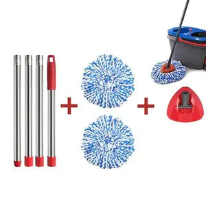 Mop Replacement Accessory Set - Fine Fiber Triangular Mop Head with Handle & Base Design, Compatible with Rotating Spin Mop, Perfect for Household Multi-Surface Hard Floor Scrubbing compatible with O-Cedar/Vileda triangular mop head