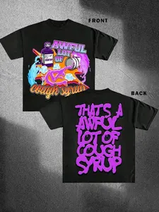 COUGH SYRUP Y2K T-Shirt ,Unisex Cotton Crewneck Tee, Retro Loose Fit, Short Sleeve Top for Spring, Women's Round Neck Casual Tee, Fashion Cotton, Full Colors, Full Sizes, For Men, For Women