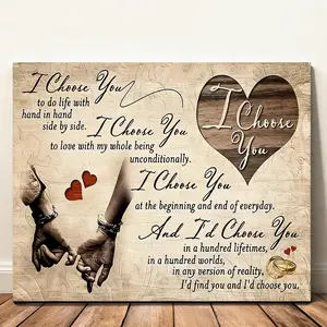  Valentine's Day Prints Posters I Choose You Canvas Wall Art - Couple Love Quote Wall Decor for Bedroom & Living Room Gift