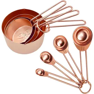 Rosegold Measuring Cups and Spoons Set, Metal Measuring Spoons Set for  Coffee Spoon Measuring Tools