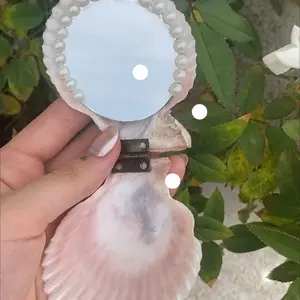 Handmade real seashells pearl compact mirror