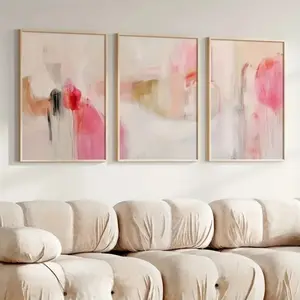 3 Pieces Optional Wooden Frame Pink Abstract Painting Canvas Painting Wall Poster Print Modern Living Room Bedroom Office Cafe Bar Room Wall Home Decor Wall Decor Poster Aesthetic Room Decor Canvas Prints