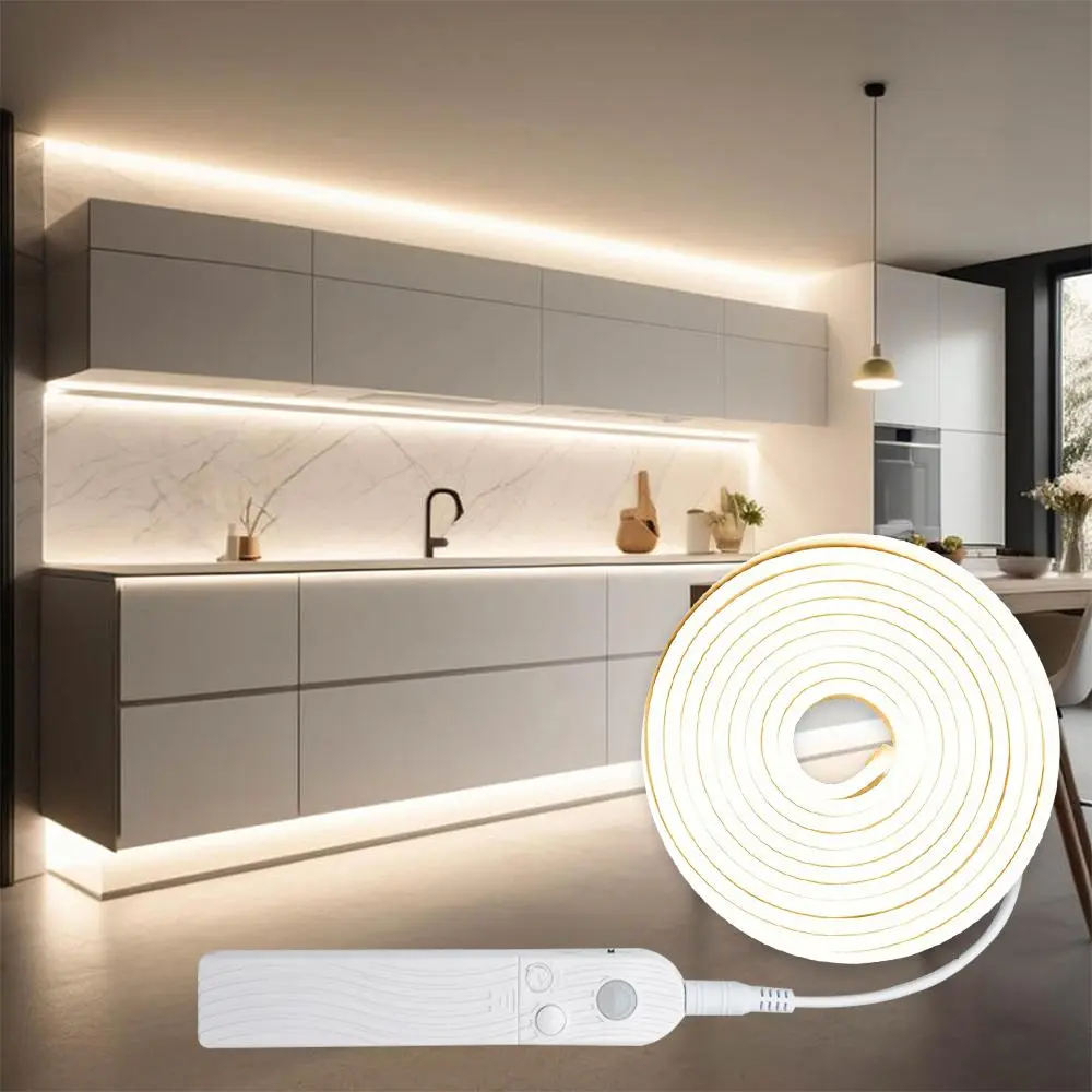 Battery-Powered LED Strip Light with Body Sensor, Cuttable, for Bedroom, Living Room & Home Decor