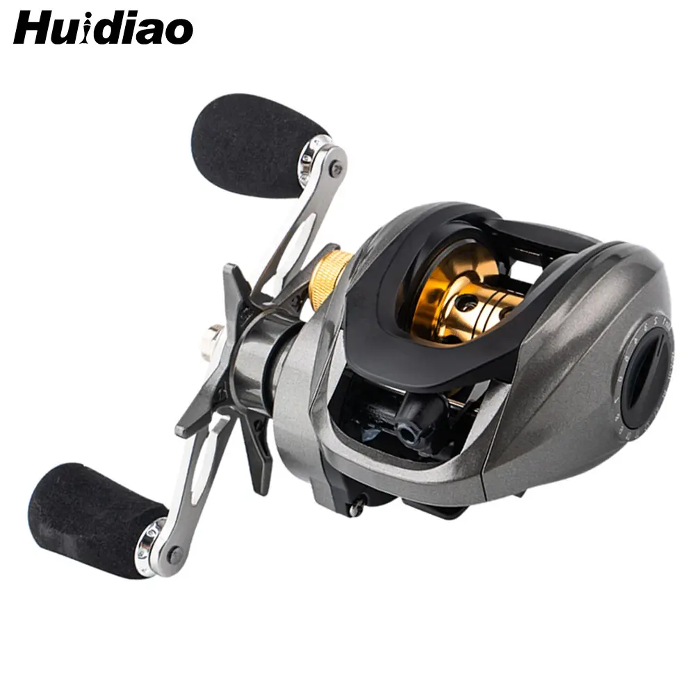 Huidiao High Performance Baitcasting Reel 7.1:1 Gear Ratio Prevent Birds Nest Low Profile Casting Reel 10KG/22LB N48 Magnetic Brake System CNC All Metal Spool/Handle for Finesse Fishing Fishing Equipment