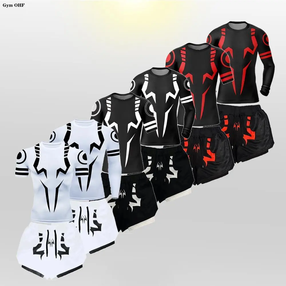 Jujutsu Kaisen Anime Compression T Shirt Suits Men's 2 In 1 Shorts Sport Running Jogging Gym Tracksuit Men Clothing Rashgard Top