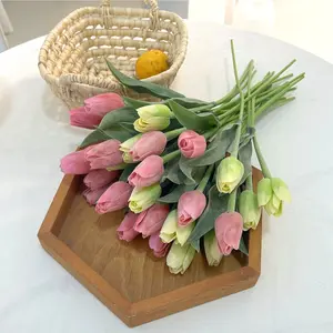 15 Pack Artificial Tulips, Real Touch Fake Tulip Flowers, Faux Pe Tulip Bouquets for Home Office Wedding Party Decoration